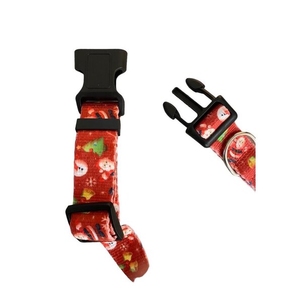 Dog Collar Large Red Santa Claus Christmas Bow Flower Adjustable - Picture 4 of 9